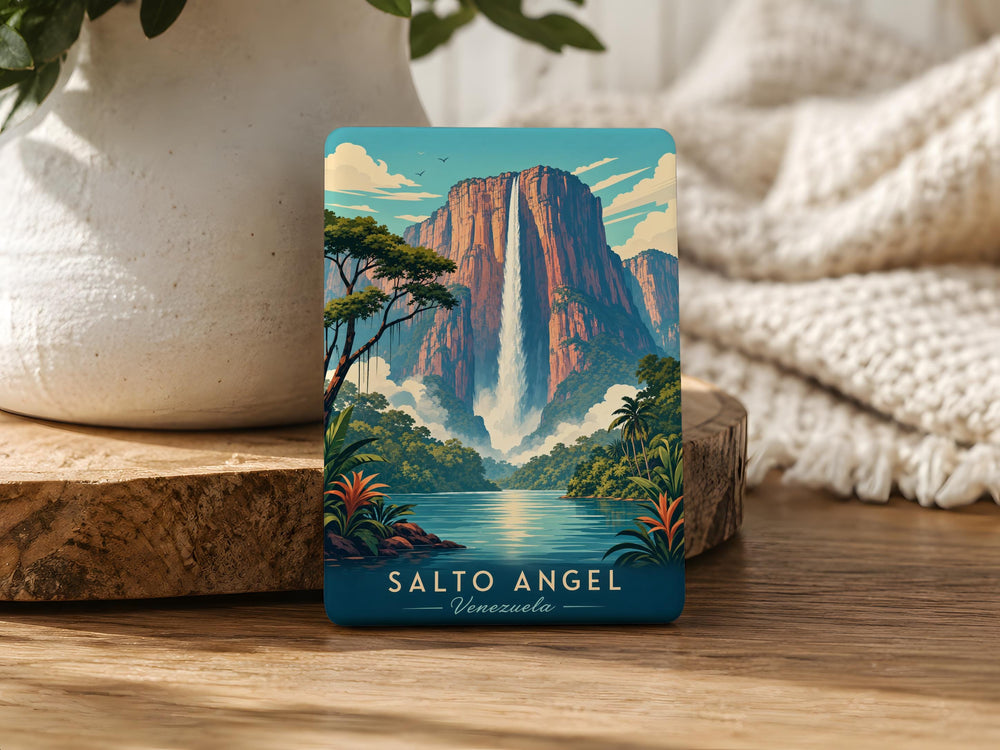 Salto Angel Waterfall Fridge Magnet, Angel Falls Venezuela Souvenir Magnet, Canaima National Park Travel Keepsake Magnet