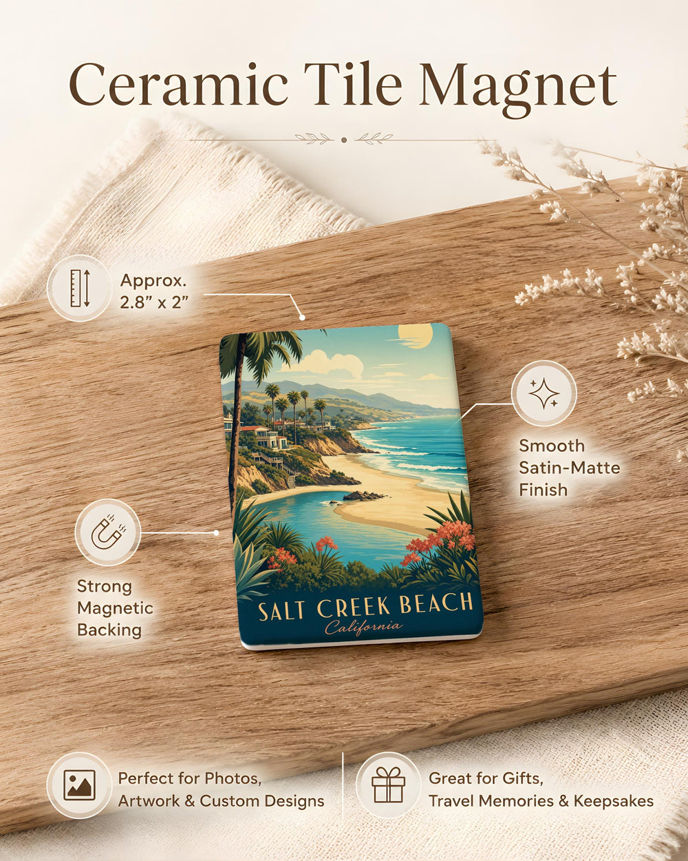 Salt Creek Beach Fridge Magnet, Salt Creek Beach California Souvenir, Coastal Beach Landmark Magnet, Ocean Shore Gift