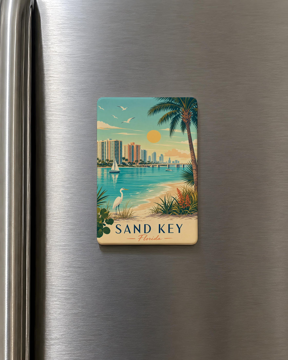 Sand Key Florida Fridge Magnet, Sand Key FL Souvenir Magnet, Florida Beach Vacation Keepsake Magnet, Coastal Travel Gift Magnet