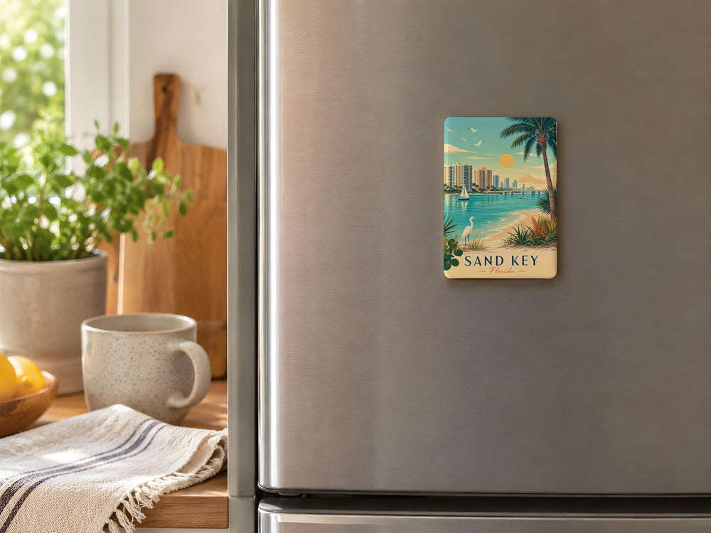 Sand Key Florida Fridge Magnet, Sand Key FL Souvenir Magnet, Florida Beach Vacation Keepsake Magnet, Coastal Travel Gift Magnet