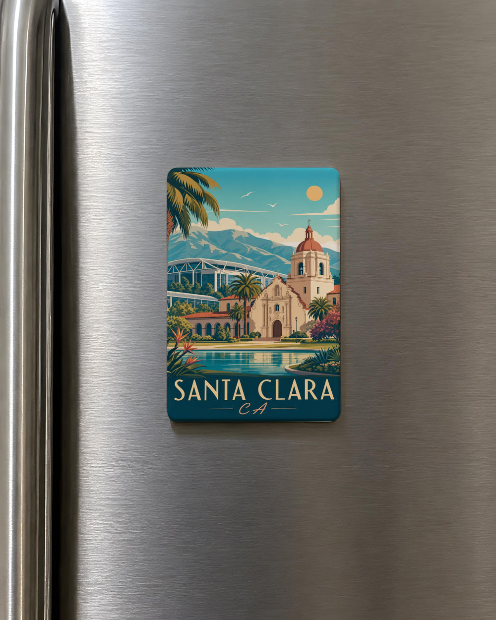 Santa Clara CA Fridge Magnet, Santa Clara California Souvenir Magnet, City Landmark Travel Keepsake Gift