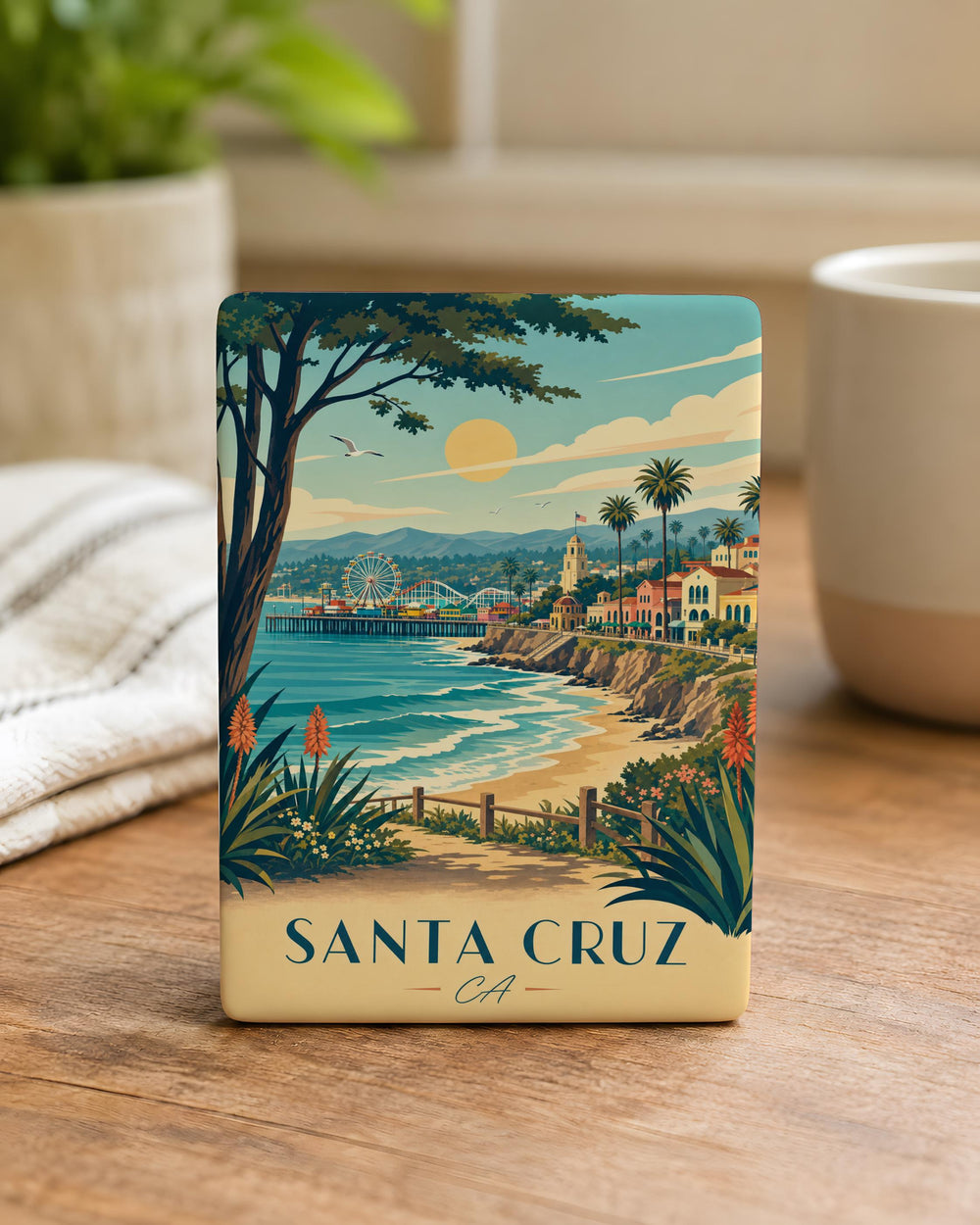 Santa Cruz California Fridge Magnet, Santa Cruz CA Souvenir Magnet, Beach Town Travel Gift, Coastal Vacation Keepsake Magnet