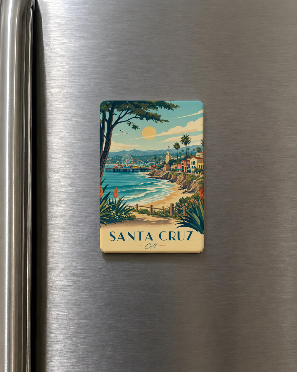 Santa Cruz California Fridge Magnet, Santa Cruz CA Souvenir Magnet, Beach Town Travel Gift, Coastal Vacation Keepsake Magnet