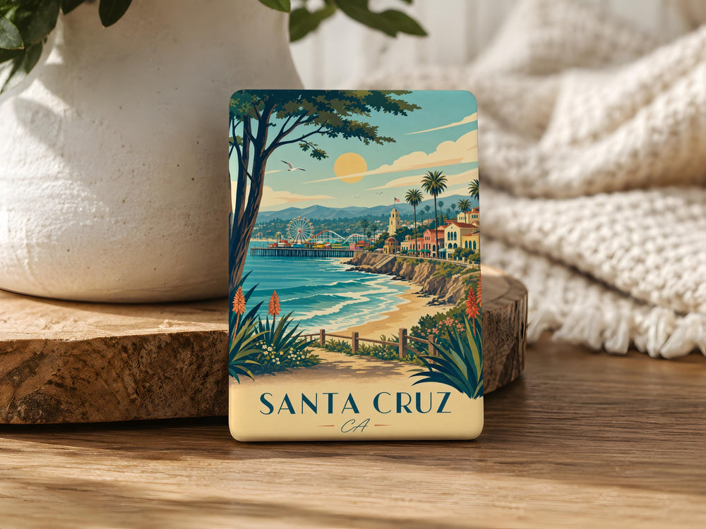 Santa Cruz California Fridge Magnet, Santa Cruz CA Souvenir Magnet, Beach Town Travel Gift, Coastal Vacation Keepsake Magnet