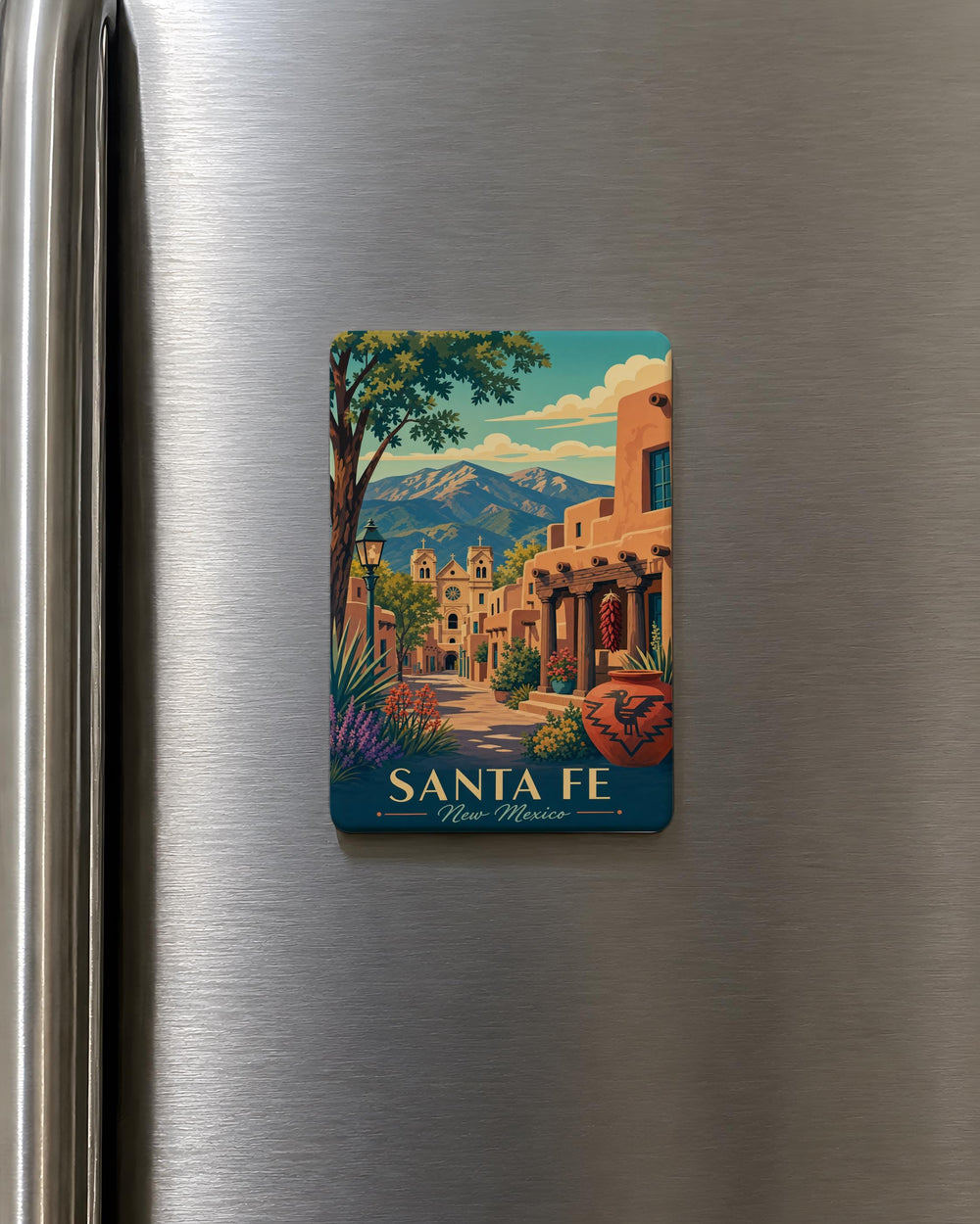 Santa Fe New Mexico Fridge Magnet, Santa Fe NM Souvenir Magnet, New Mexico Travel Gift, Santa Fe Landmark Keepsake Magnet