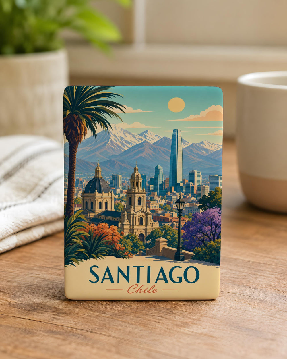Santiago Chile Fridge Magnet, Santiago City Souvenir Magnet, Chile Travel Gift, Santiago Landmark Keepsake Magnet