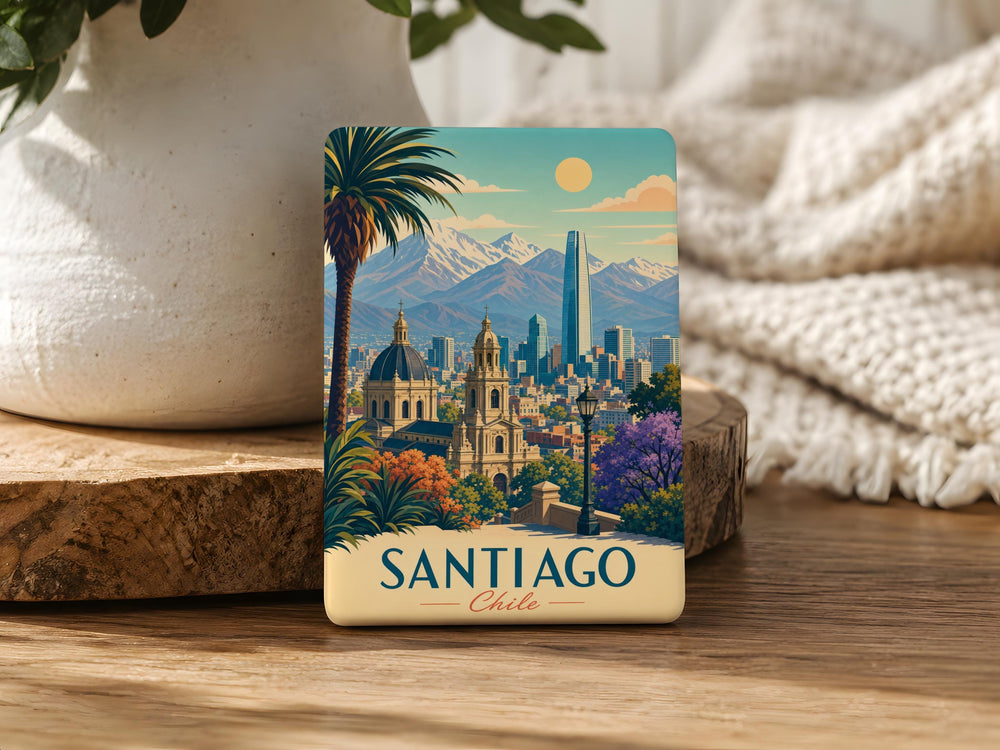Santiago Chile Fridge Magnet, Santiago City Souvenir Magnet, Chile Travel Gift, Santiago Landmark Keepsake Magnet