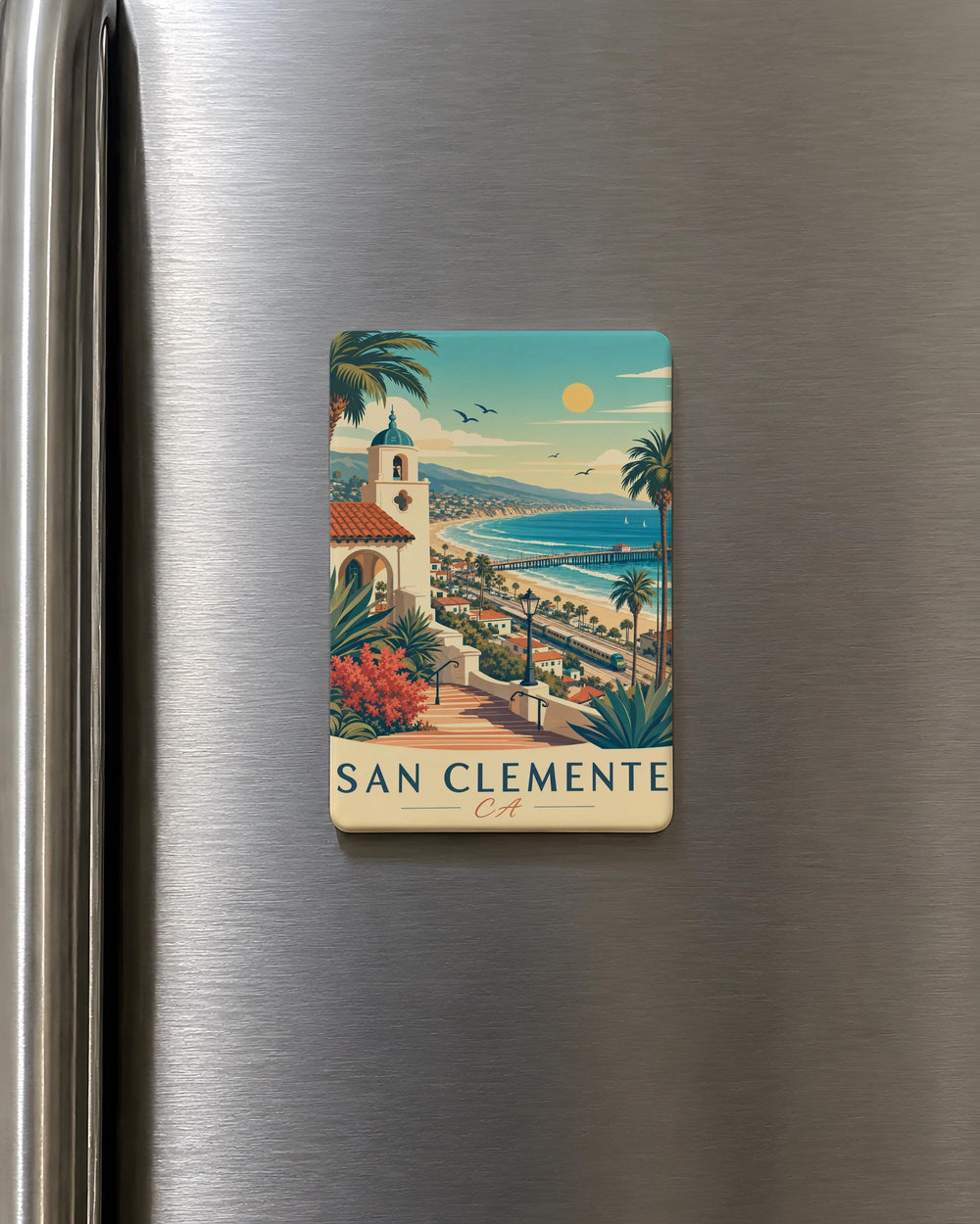 San Clemente CA Fridge Magnet, San Clemente California Souvenir Magnet, Beach Town Travel Gift, Coastal Vacation Keepsake