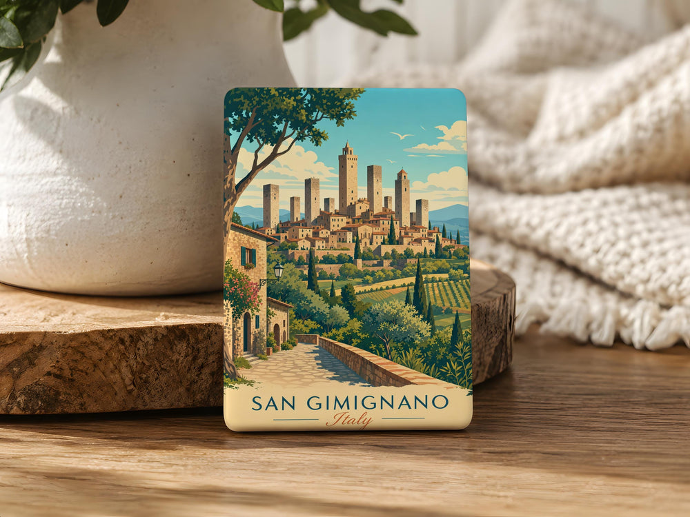 San Gimignano Italy Fridge Magnet, Tuscany Medieval Hill Town Souvenir, Italian Travel Landmark Kitchen Magnet