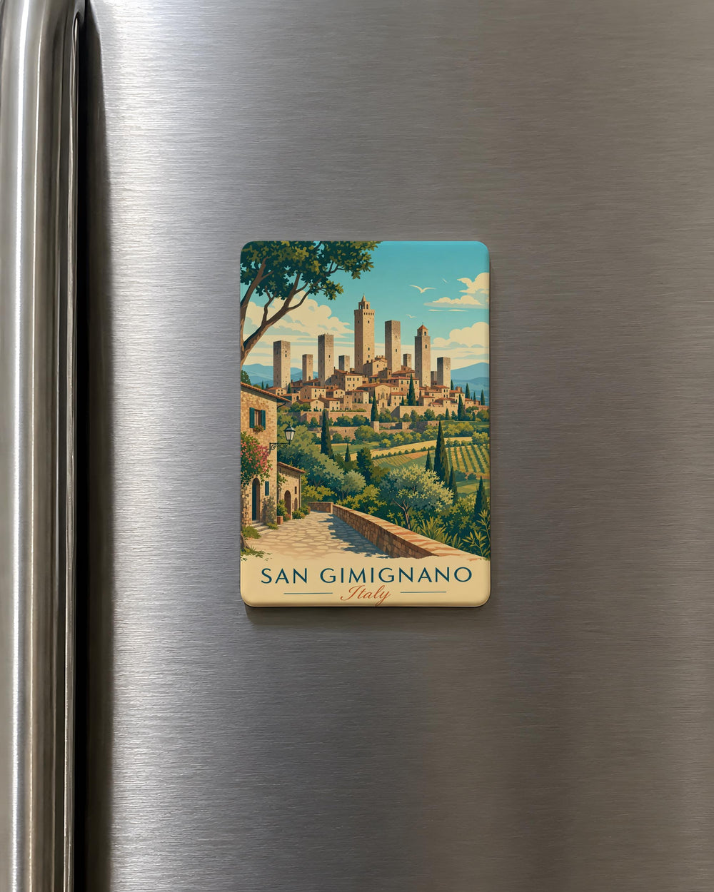 San Gimignano Italy Fridge Magnet, Tuscany Medieval Hill Town Souvenir, Italian Travel Landmark Kitchen Magnet