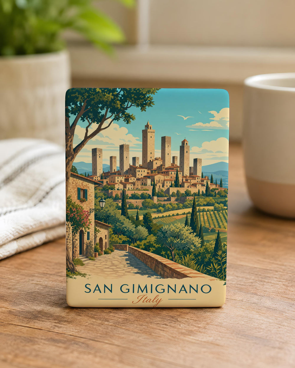 San Gimignano Italy Fridge Magnet, Tuscany Medieval Hill Town Souvenir, Italian Travel Landmark Kitchen Magnet