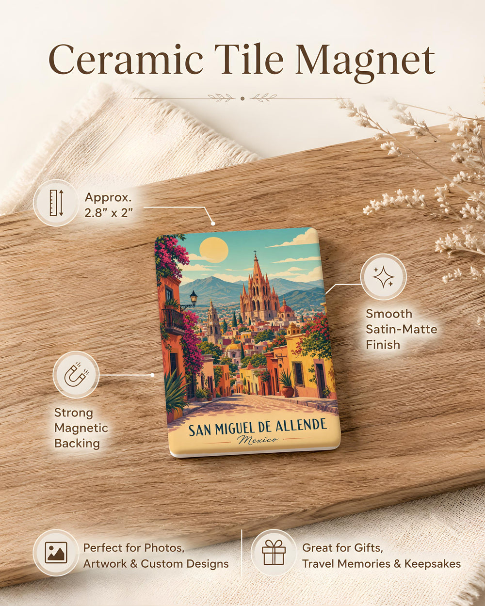 San Miguel de Allende Mexico Fridge Magnet, Travel Souvenir, Landmark City Keepsake, Mexico Vacation Gift, Kitchen Decor Magnet