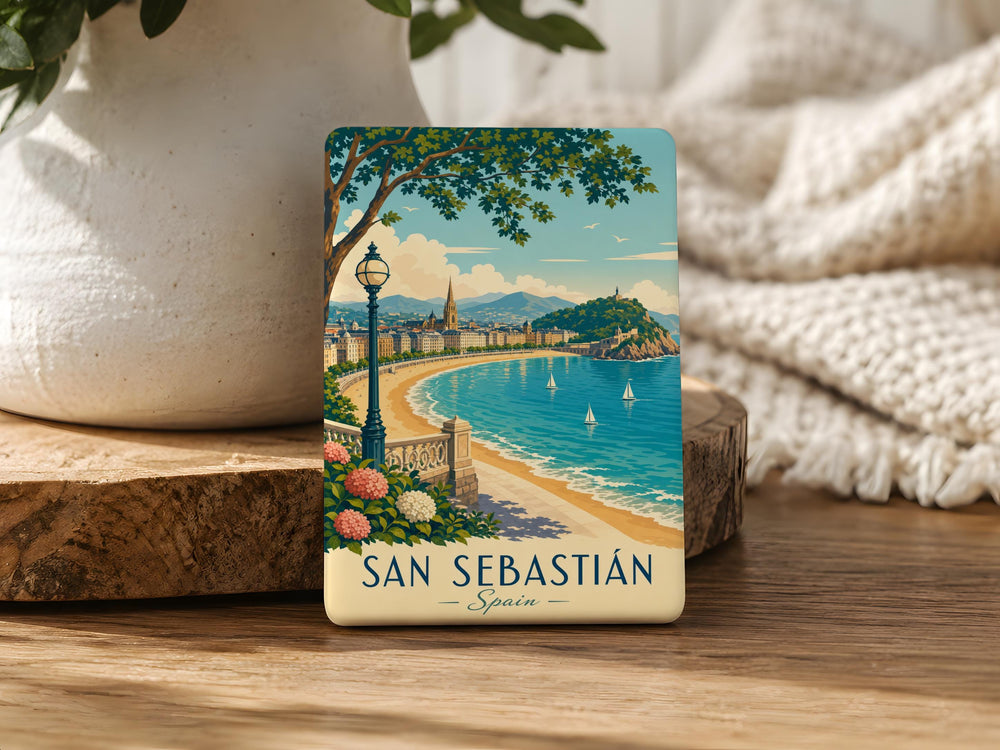 San Sebastian Spain Fridge Magnet, Donostia Basque Country Souvenir Magnet, Spain Travel Gift, Coastal City Landmark Magnet
