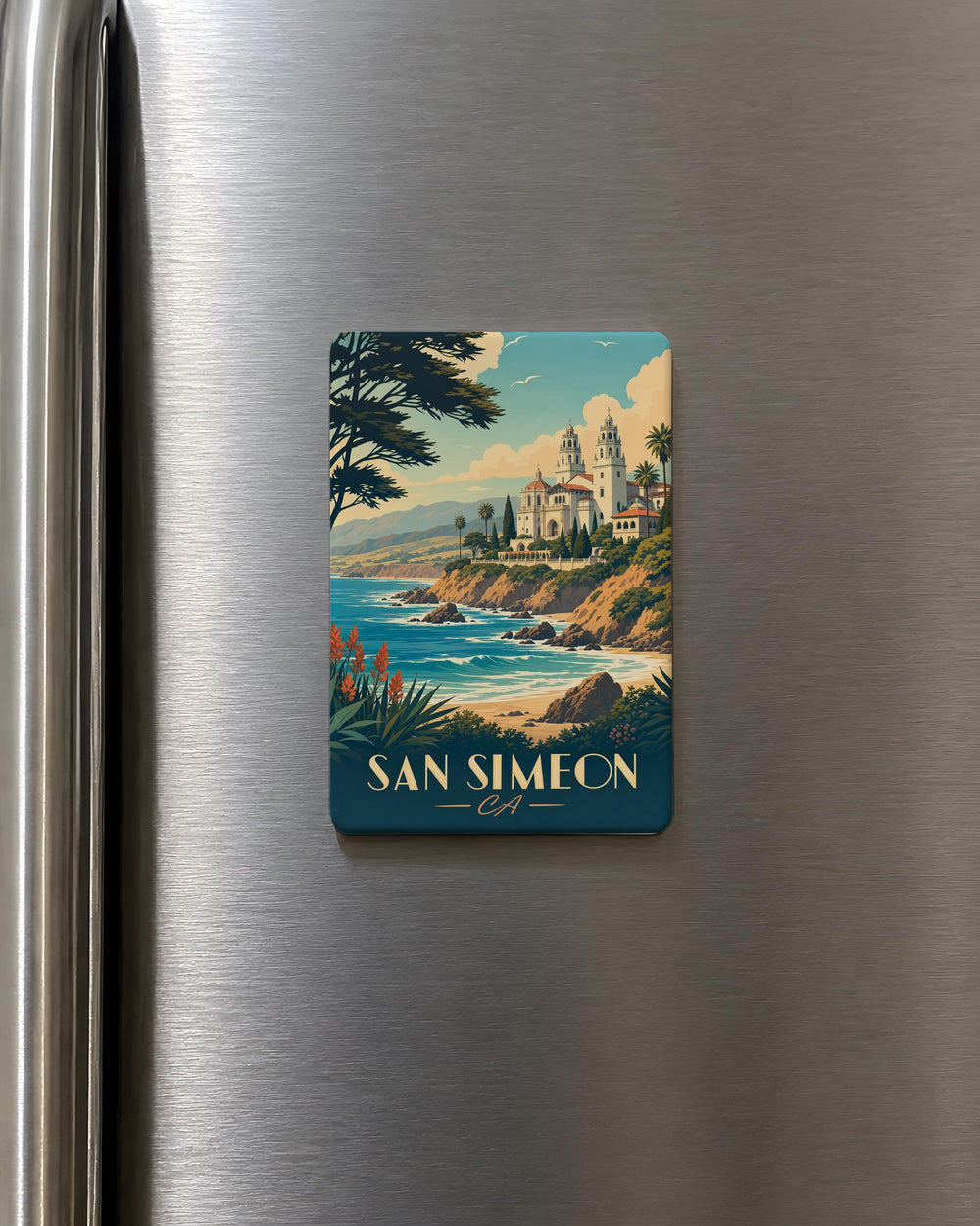 San Simeon CA Fridge Magnet, California Coast Souvenir Magnet, San Simeon Travel Gift, Central Coast Keepsake Magnet