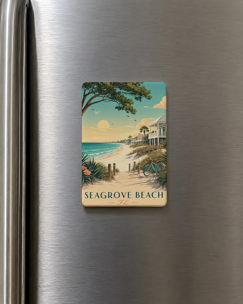 Seagrove Beach FL Fridge Magnet, Seagrove Beach Florida Souvenir Magnet, Coastal Beach Town Travel Keepsake Magnet