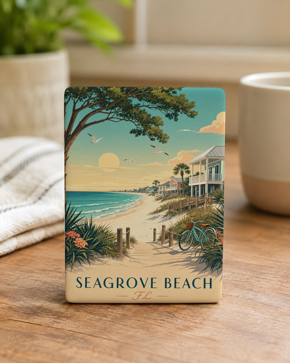 Seagrove Beach FL Fridge Magnet, Seagrove Beach Florida Souvenir Magnet, Coastal Beach Town Travel Keepsake Magnet