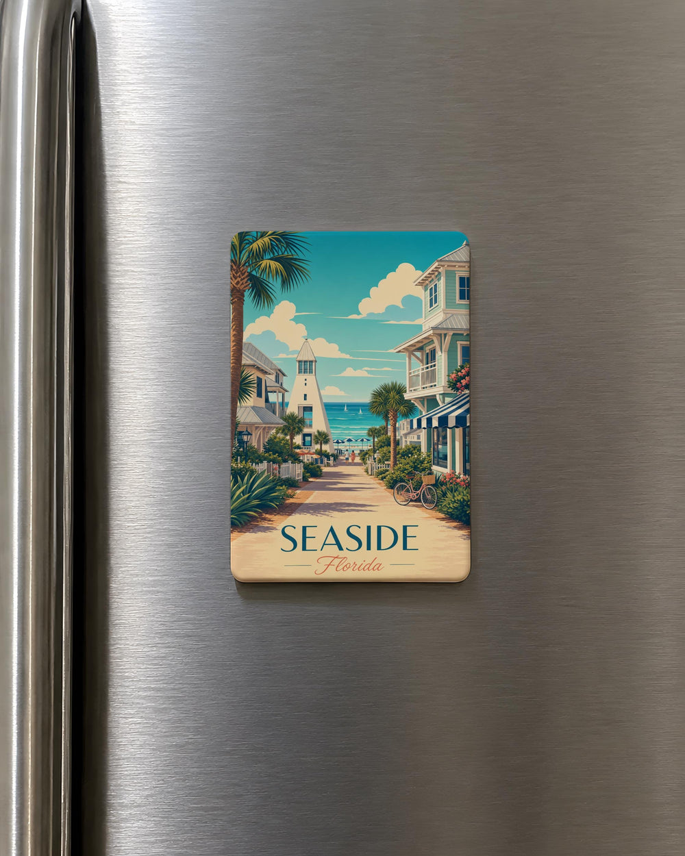 Seaside Florida Fridge Magnet, Florida Beach Souvenir, Coastal Vacation Keepsake, Seaside FL Travel Gift Magnet