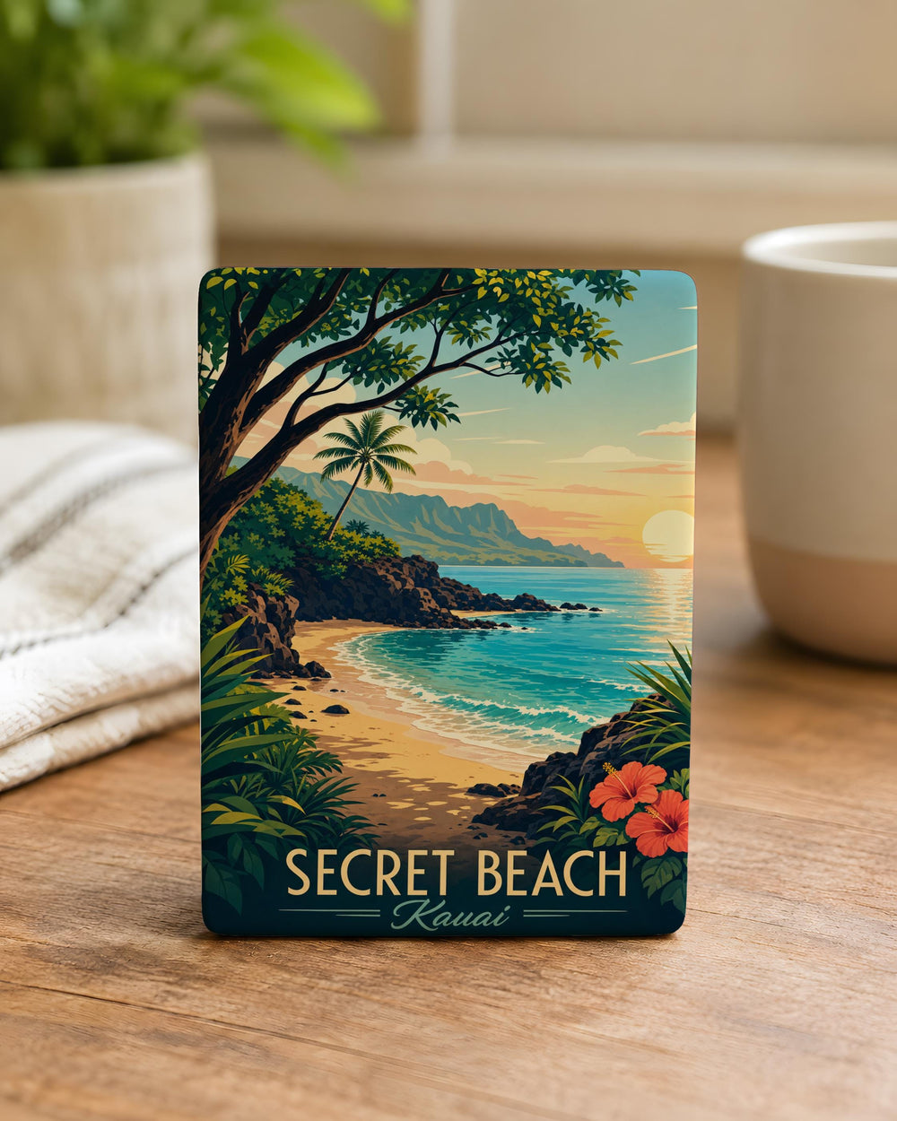 Secret Beach Kauai Fridge Magnet, Hawaii Beach Souvenir Magnet, Kauai Island Travel Gift, Secret Beach Keepsake Magnet