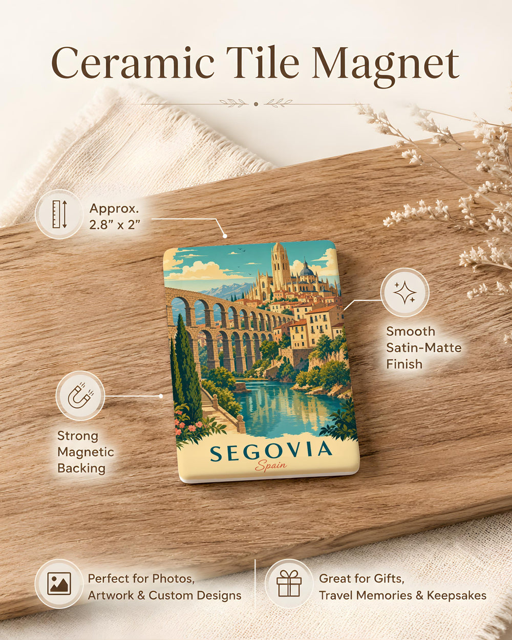 Segovia Spain Fridge Magnet, Segovia Souvenir Magnet, Segovia Travel Gift, Spain Landmark Refrigerator Magnet