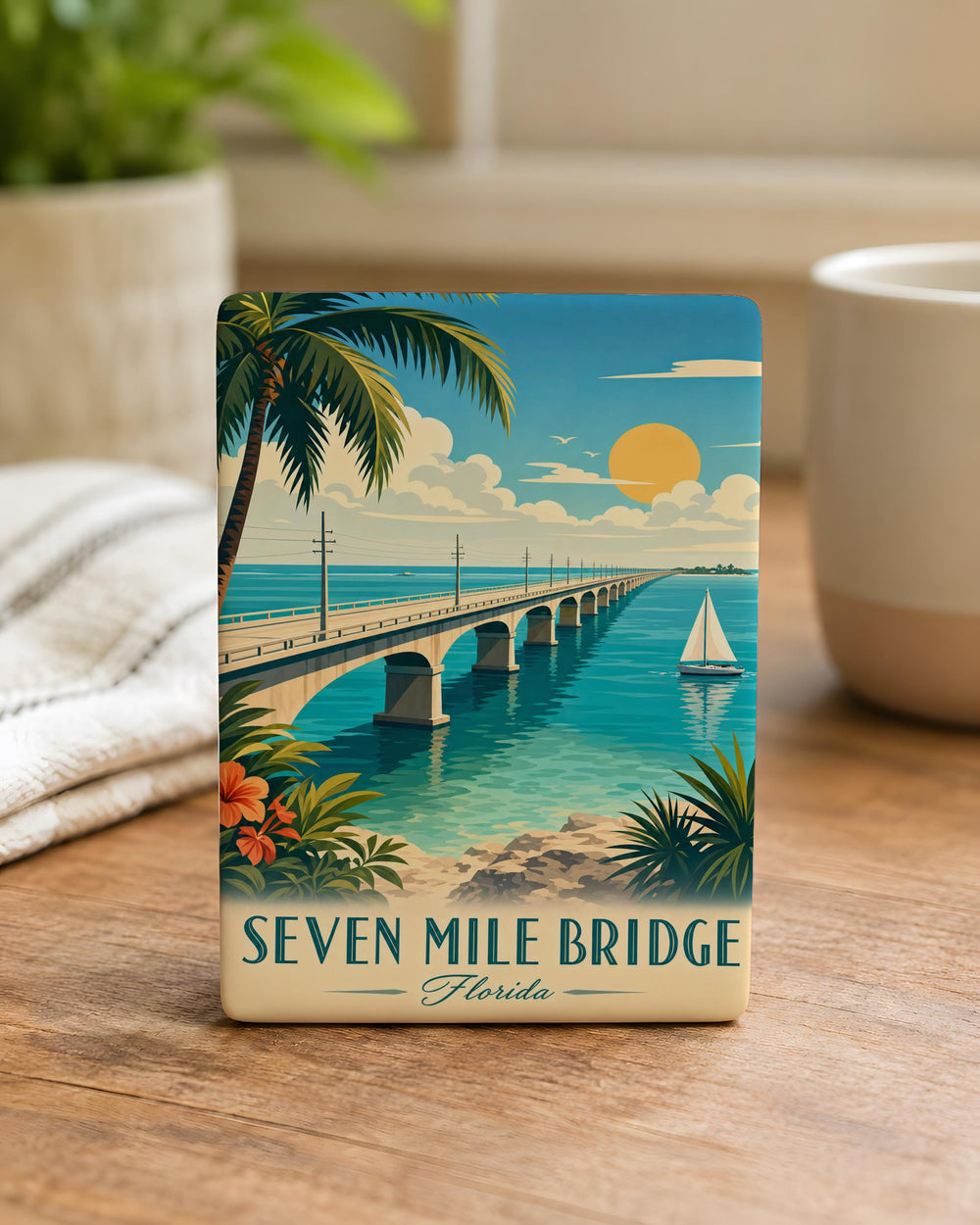 Seven Mile Bridge Florida Fridge Magnet, Florida Keys Souvenir Magnet, Overseas Highway Landmark Travel Gift