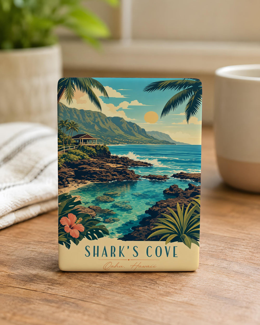 Sharks Cove Fridge Magnet, Shark Cove Beach Souvenir Magnet, Hawaii Ocean Cove Travel Keepsake Magnet