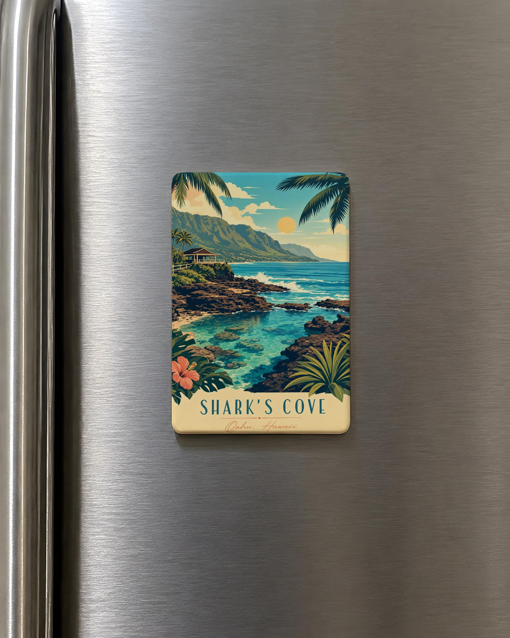 Sharks Cove Fridge Magnet, Shark Cove Beach Souvenir Magnet, Hawaii Ocean Cove Travel Keepsake Magnet