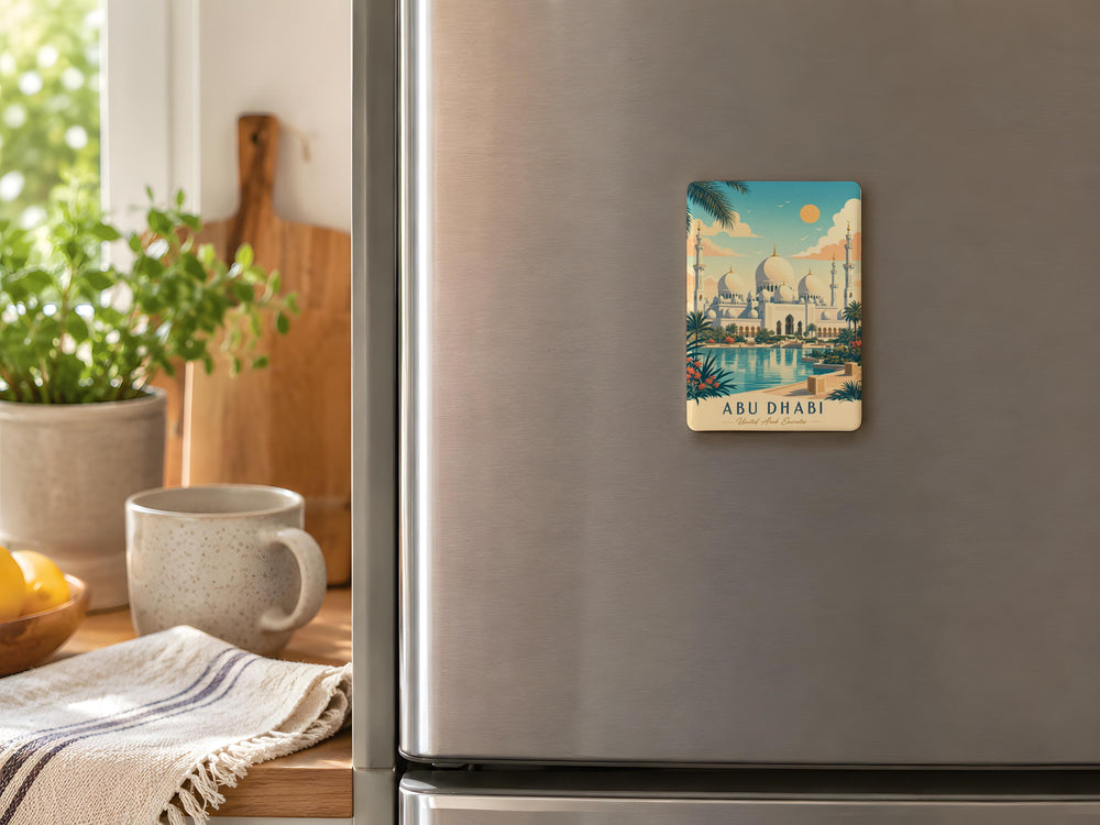 Sheikh Zayed Grand Mosque Fridge Magnet, Abu Dhabi UAE Landmark Souvenir Magnet, Islamic Architecture Travel Keepsake Magnet