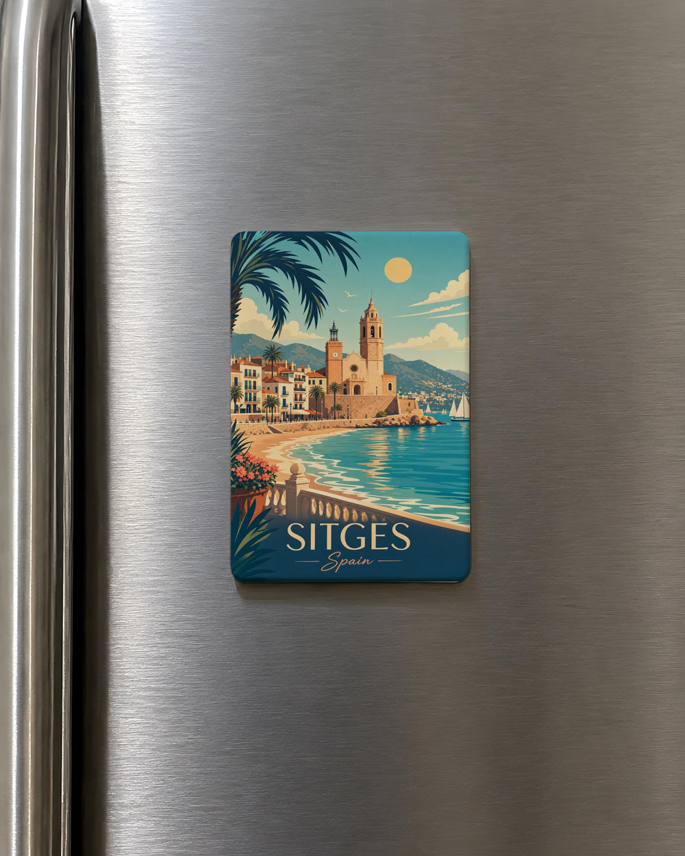 Sitges Spain Fridge Magnet, Sitges Travel Souvenir Magnet, Costa Brava Spain Landmark Magnet, Spanish Coastal Town Gift