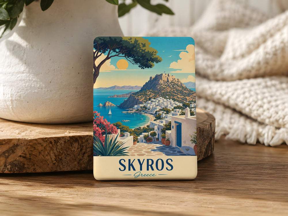 Skyros Greece Fridge Magnet, Skyros Island Souvenir Magnet, Greek Island Travel Keepsake, Aegean Sea Vacation Gift