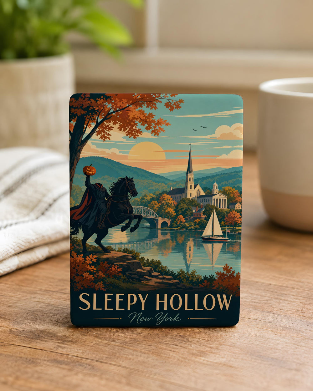 Sleepy Hollow NY Fridge Magnet, Sleepy Hollow New York Souvenir Magnet, Hudson Valley Travel Gift, Gothic Town Keepsake Magnet