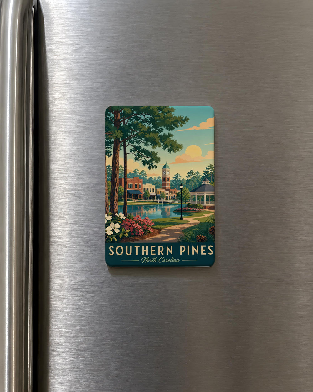 Southern Pines NC Fridge Magnet, North Carolina Souvenir Magnet, Southern Pines Travel Gift, Sandhills Keepsake Magnet