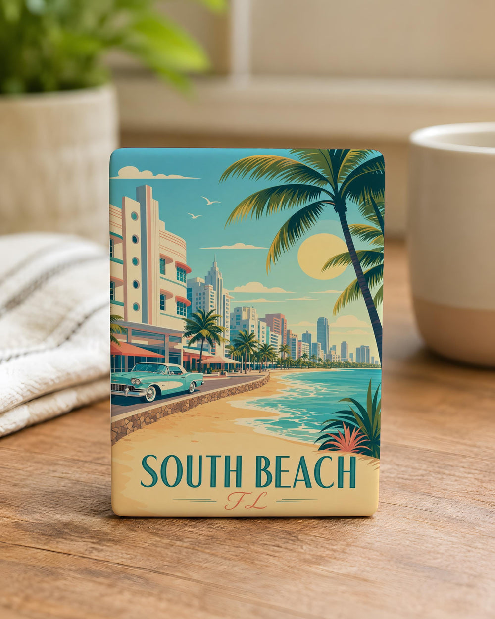South Beach Florida Fridge Magnet, Miami Beach Souvenir Magnet, South Beach FL Travel Gift, Coastal Vacation Keepsake Magnet