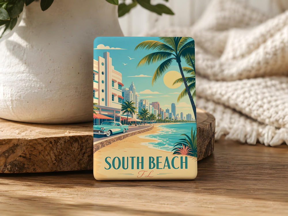 South Beach Florida Fridge Magnet, Miami Beach Souvenir Magnet, South Beach FL Travel Gift, Coastal Vacation Keepsake Magnet