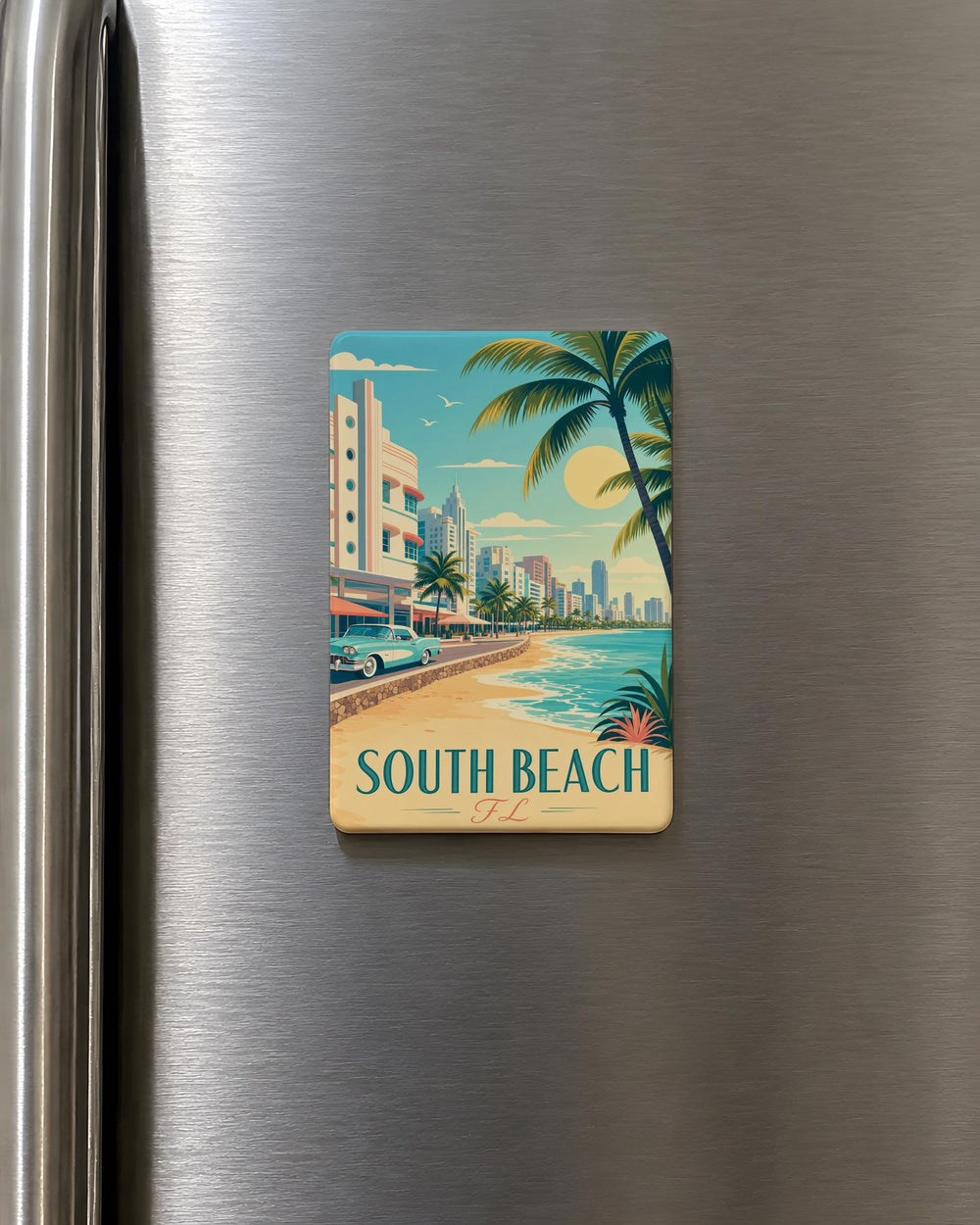 South Beach Florida Fridge Magnet, Miami Beach Souvenir Magnet, South Beach FL Travel Gift, Coastal Vacation Keepsake Magnet