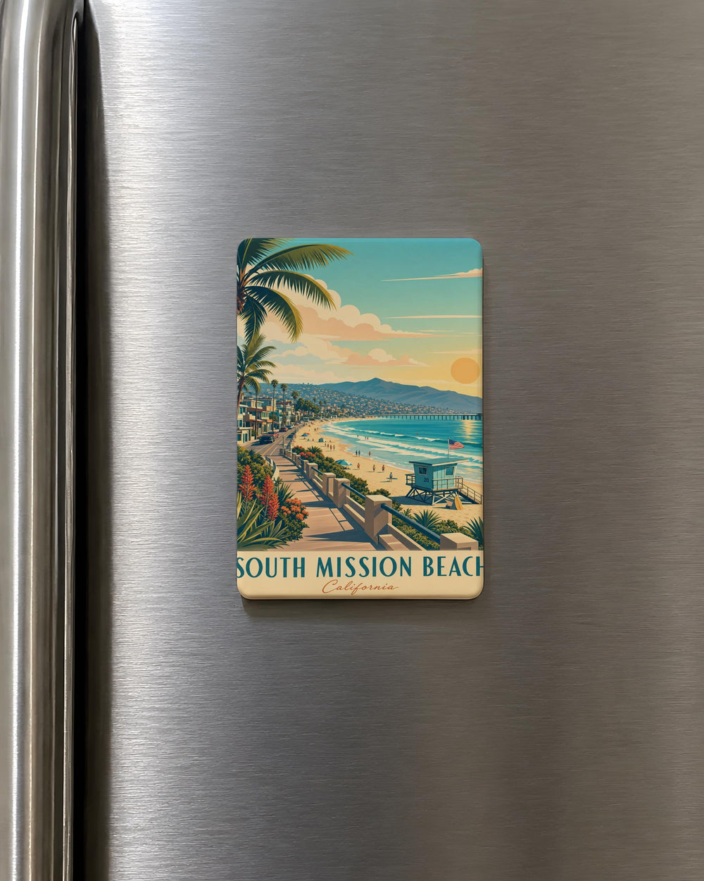 South Mission Beach Fridge Magnet, San Diego California Souvenir, Oceanfront Boardwalk Coastal Landmark Keepsake Gift