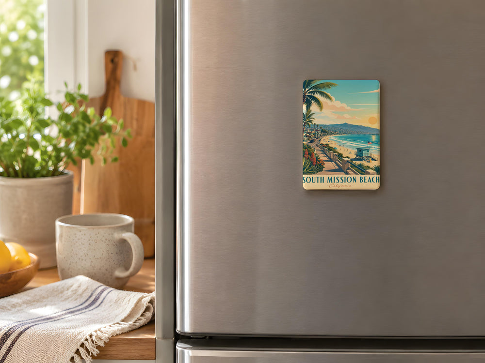 South Mission Beach Fridge Magnet, San Diego California Souvenir, Oceanfront Boardwalk Coastal Landmark Keepsake Gift
