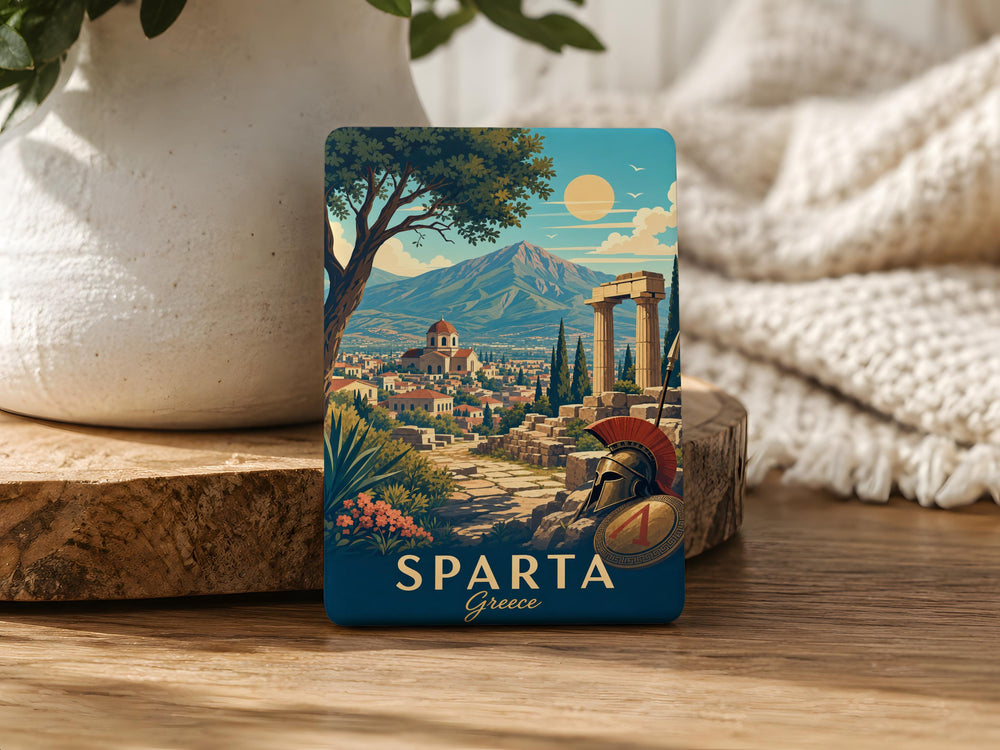 Sparta Greece Fridge Magnet, Sparta Souvenir Magnet, Greece Travel Magnet, Spartan Landmark Gift, Greek City Magnet