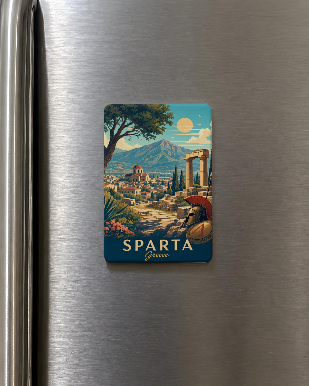 Sparta Greece Fridge Magnet, Sparta Souvenir Magnet, Greece Travel Magnet, Spartan Landmark Gift, Greek City Magnet