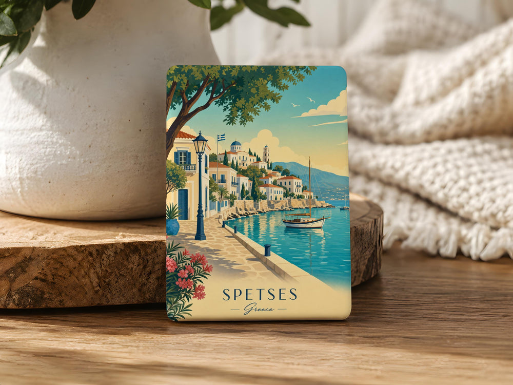 Spetses Greece Fridge Magnet, Spetses Island Souvenir Magnet, Greek Island Travel Gift, Greece Vacation Keepsake Magnet