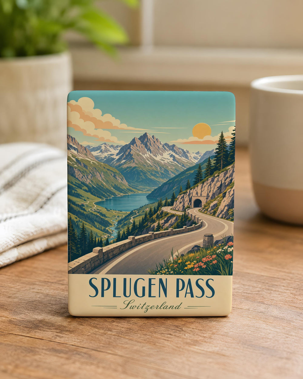 Splügen Pass Fridge Magnet, Swiss Alpine Mountain Pass Travel Souvenir, Switzerland Road Trip Keepsake, Alps Landmark Magnet