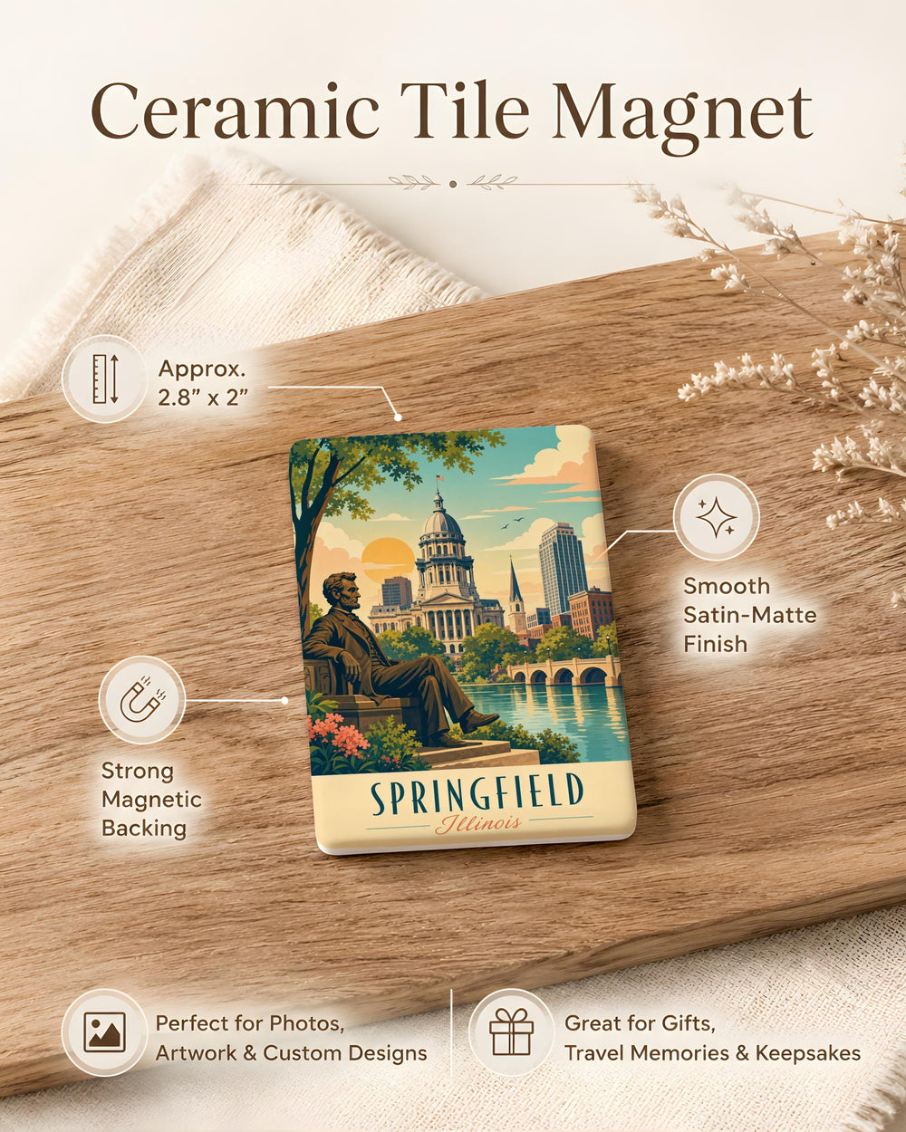 Springfield Illinois Fridge Magnet, Springfield IL Souvenir Magnet, Illinois State Capital Travel Keepsake Magnet
