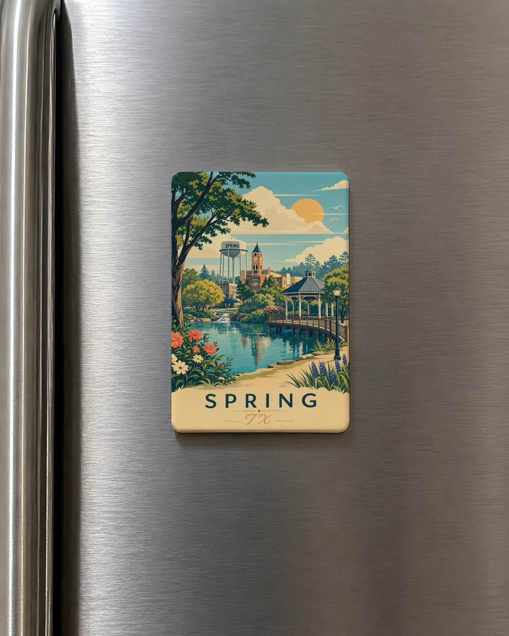 Spring Texas Fridge Magnet, Spring TX Souvenir Magnet, Texas Town Travel Keepsake, Lone Star State Gift Magnet