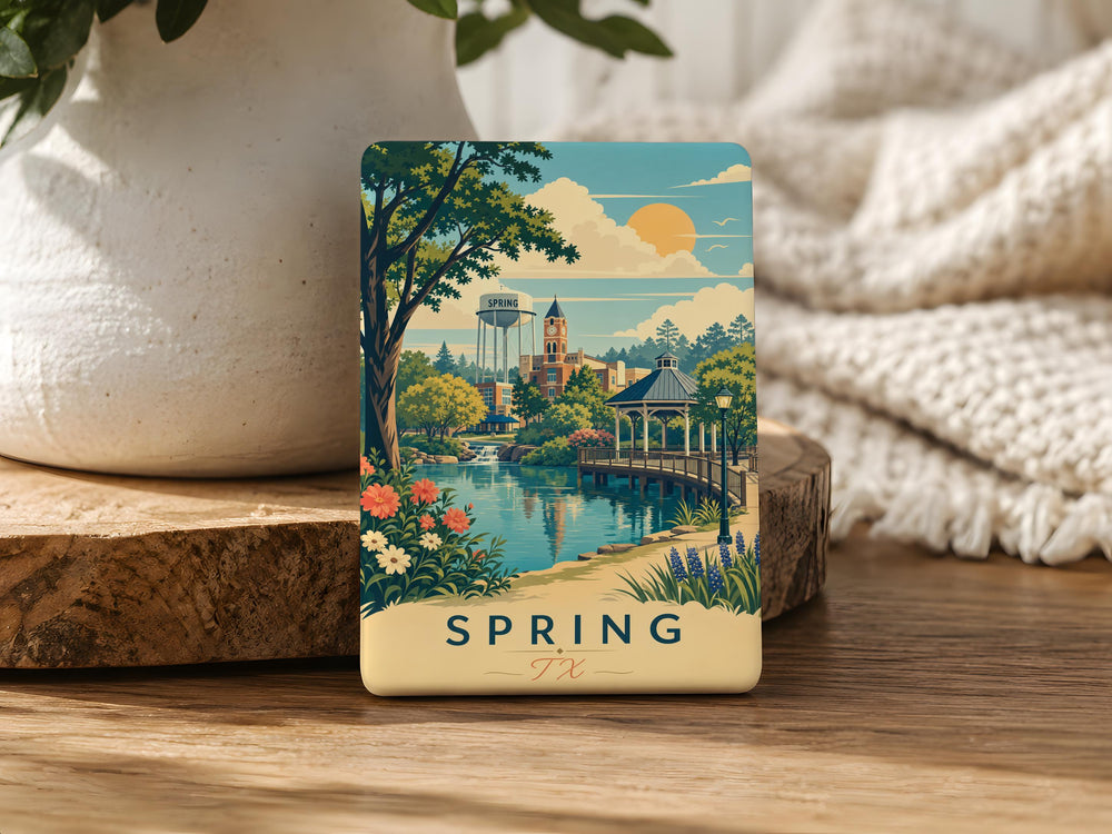 Spring Texas Fridge Magnet, Spring TX Souvenir Magnet, Texas Town Travel Keepsake, Lone Star State Gift Magnet