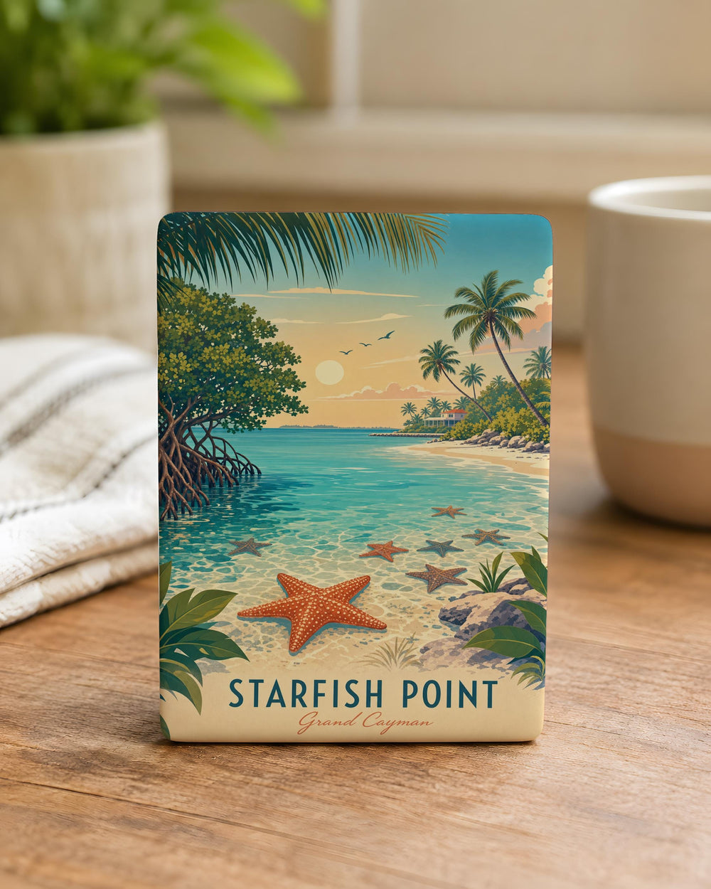 Starfish Point Fridge Magnet, Coastal Starfish Landmark Souvenir Magnet, Beach Destination Kitchen Magnet