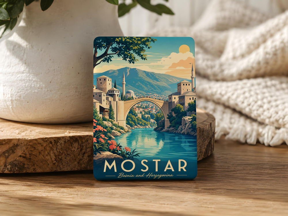 Stari Most Mostar Fridge Magnet, Bosnia and Herzegovina Old Bridge Souvenir Magnet, Mostar Landmark Travel Gift