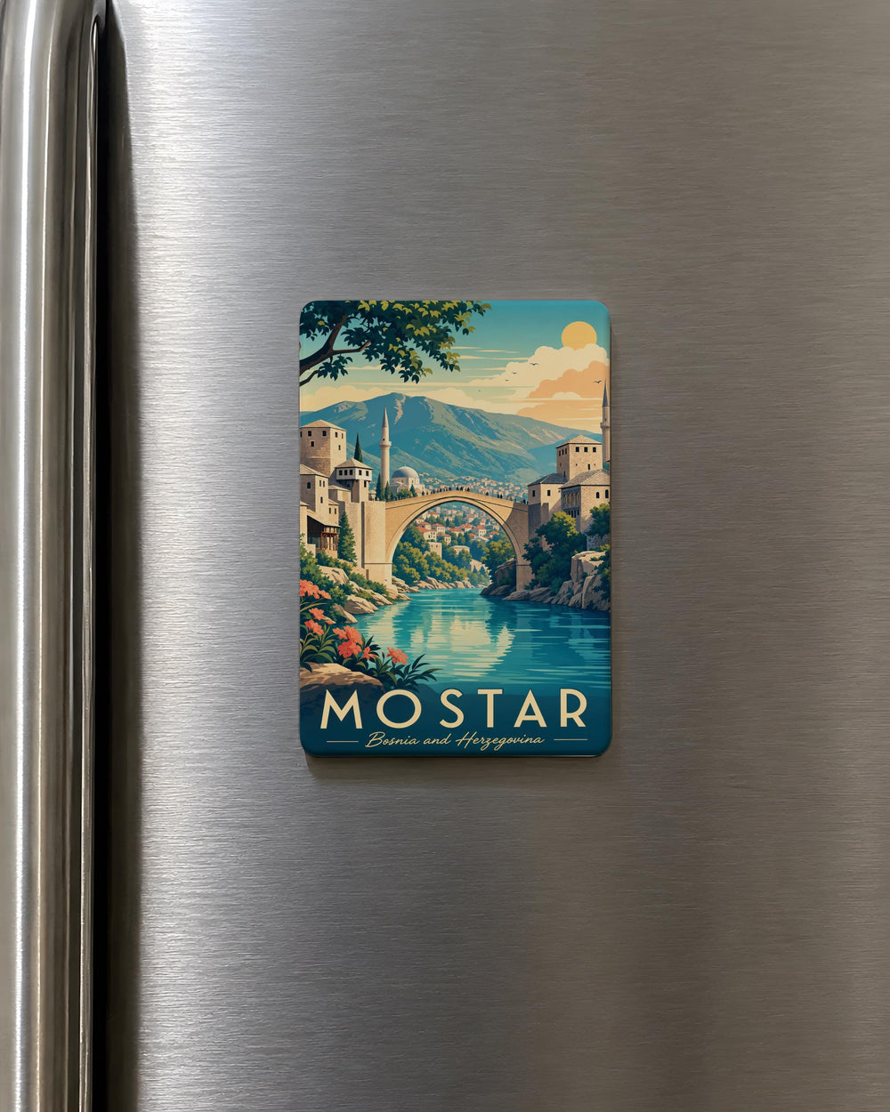Stari Most Mostar Fridge Magnet, Bosnia and Herzegovina Old Bridge Souvenir Magnet, Mostar Landmark Travel Gift