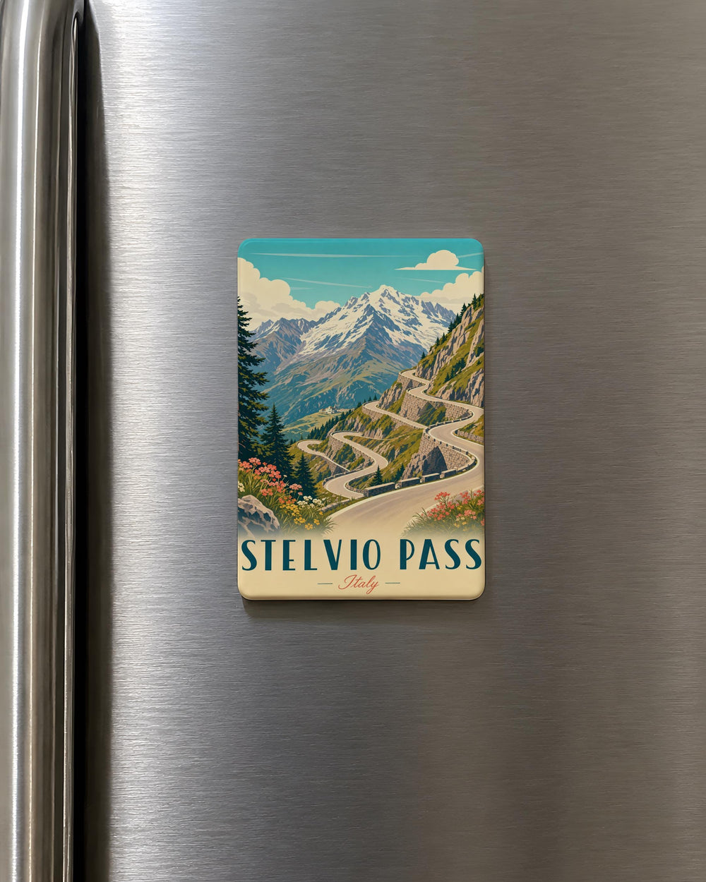 Stelvio Pass Fridge Magnet, Italy Alpine Mountain Road Souvenir, Stelvio Pass Travel Gift, Biker & Road Trip Keepsake
