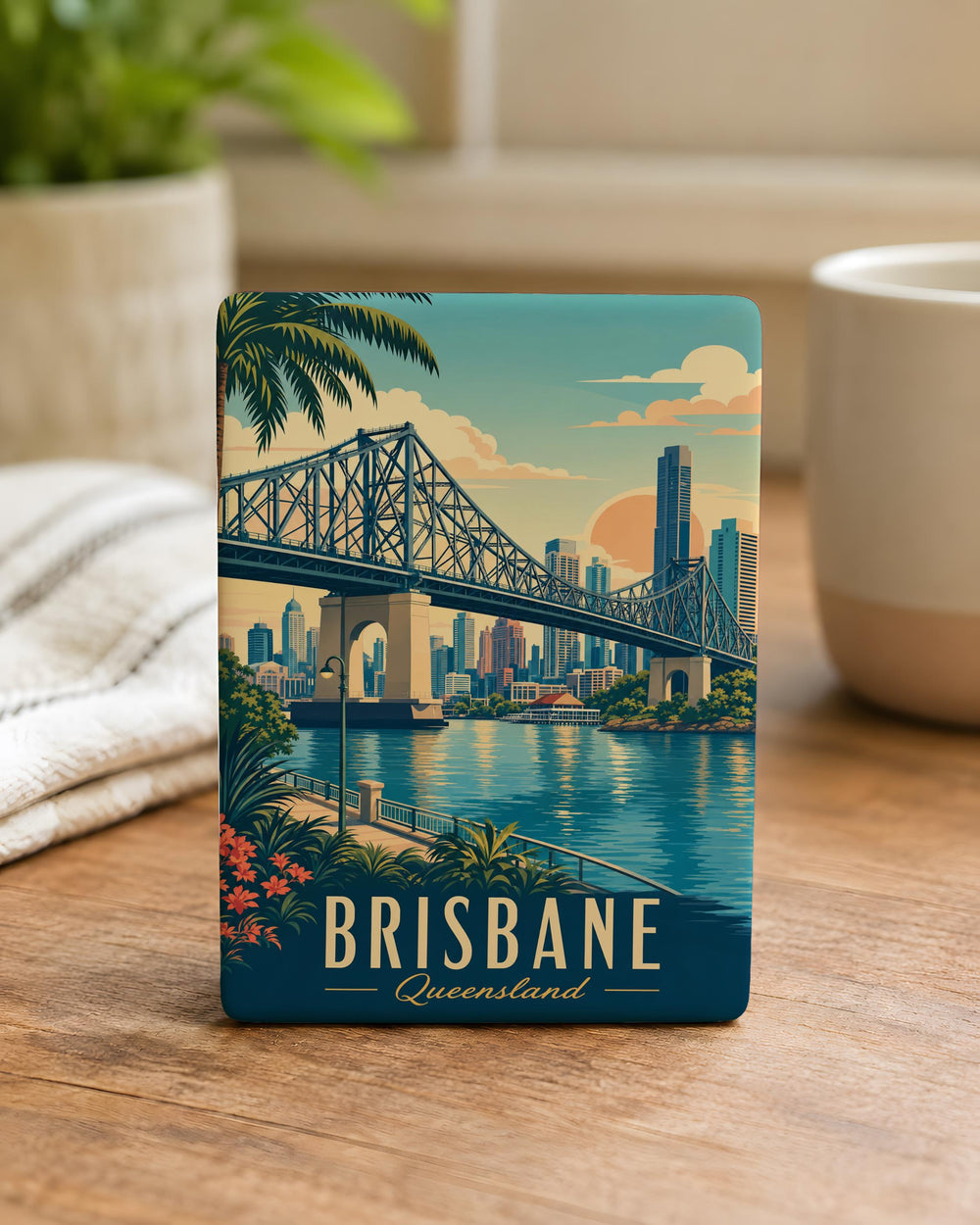 Story Bridge Fridge Magnet, Bridge Crossing Scene Souvenir Magnet, Travel Landmark Refrigerator Magnet