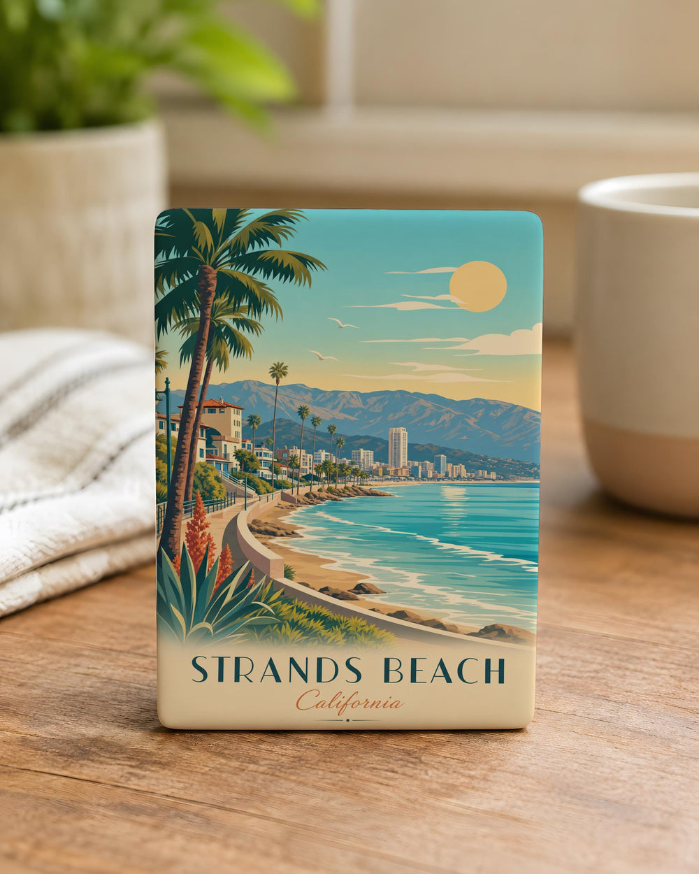 Strands Beach Fridge Magnet, Coastal Beach Scene Souvenir Magnet, Ocean Shoreline Seaside Vacation Gift