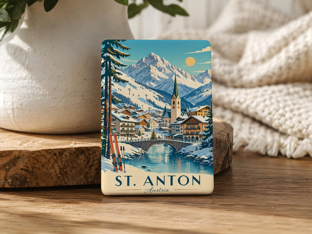 St Anton Austria Fridge Magnet, St Anton am Arlberg Souvenir Magnet, Austrian Alps Travel Keepsake Magnet